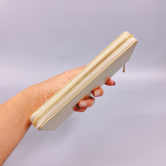 ラウンド長財布 Zip-Around Wallet 牛革 シュリンク シャンパンゴールド
