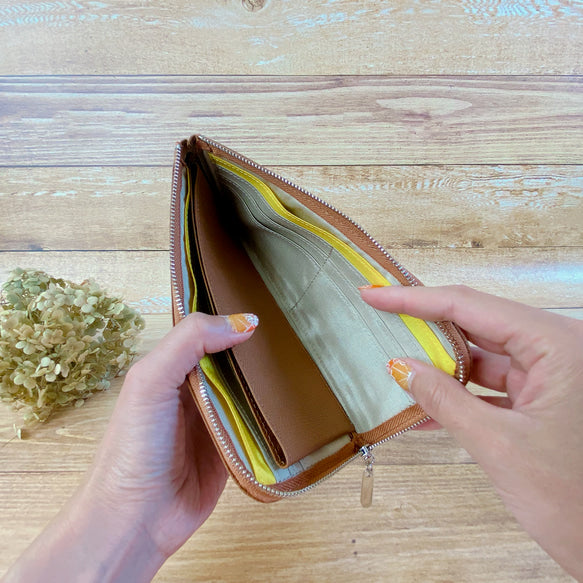 薄くて軽くて大容量なL字長財布 14枚カードポケット 牛革 カラフル 日本製 Squeeze