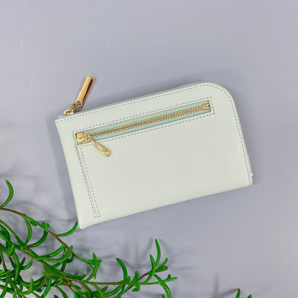 薄くて軽いコンパクトな財布 10枚カードポケット 牛革 プリズム アイスブルー 日本製