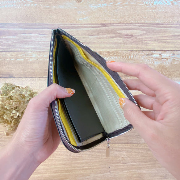 薄くて軽くて大容量なL字長財布 14枚カードポケット 牛革 カラフル 日本製 Squeeze