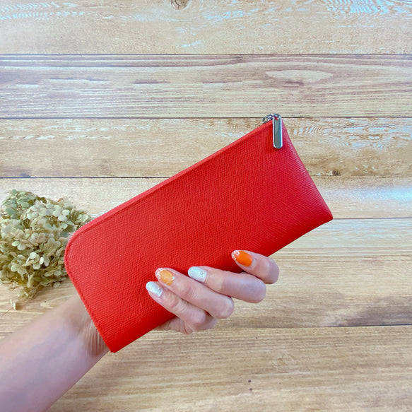 薄くて軽くて大容量なL字長財布 14枚カードポケット 牛革 カラフル 日本製 Squeeze