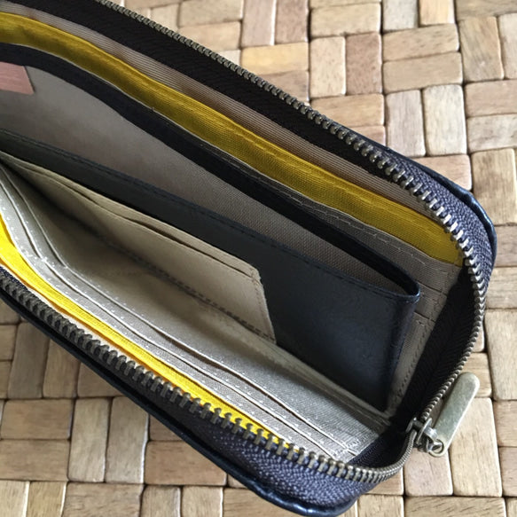 薄くて軽くて大容量なL字長財布 14枚カードポケット 牛革 日本製