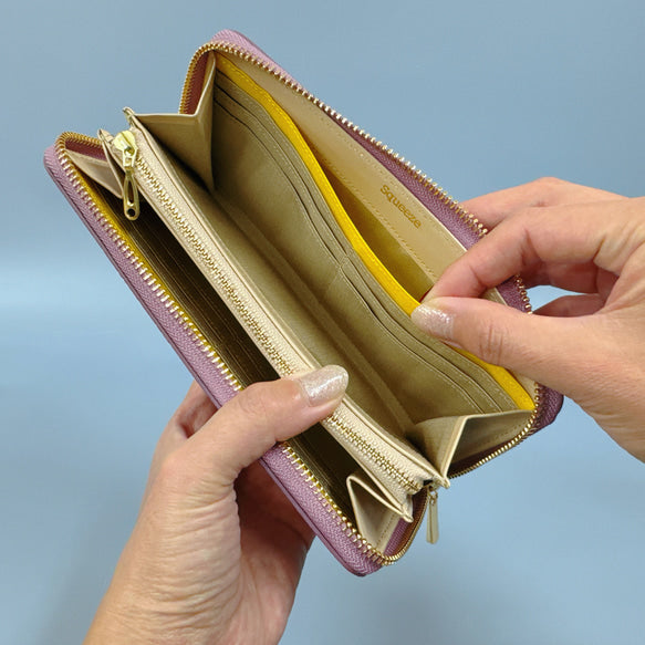 ラウンド長財布 Zip-Around Wallet 牛革 シュリンク シャンパンゴールド