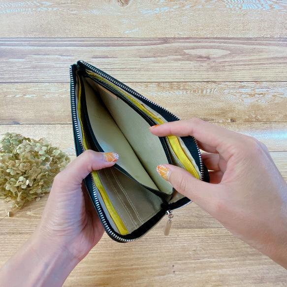 薄くて軽くて大容量なL字長財布 14枚カードポケット 牛革 カラフル 日本製 Squeeze