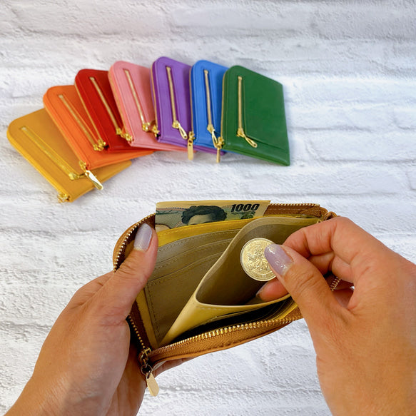 【育てる革シリーズ】 イタリアンレザー 薄くて軽いコンパクトな財布 10枚カード maine