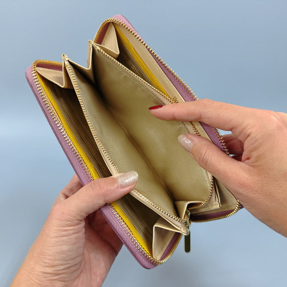 ラウンド長財布 Zip-Around Wallet エナメル革ローズ 【スクイーズ】