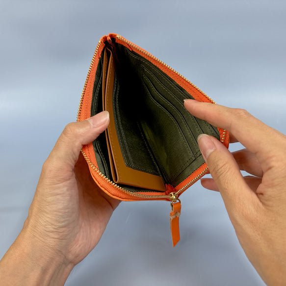 【育てる革シリーズ】 薄くて軽いコンパクトな財布 10枚カード イタリアンレザー maine 引手革