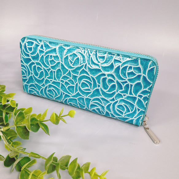 ラウンド長財布 Zip-Around Wallet エナメル革ローズ 【スクイーズ】