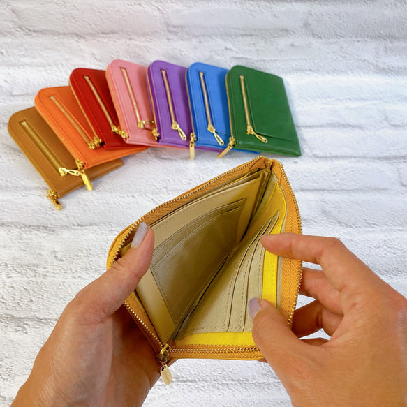 【育てる革シリーズ】 イタリアンレザー 薄くて軽いコンパクトな財布 10枚カード maine