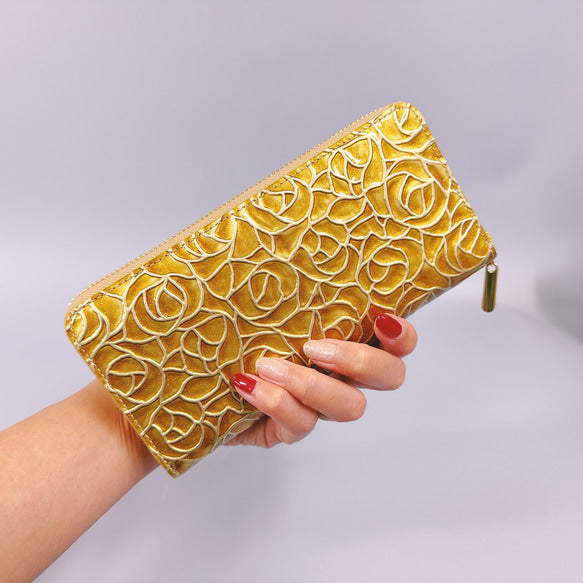 ラウンド長財布 Zip-Around Wallet エナメル革ローズ 【スクイーズ】