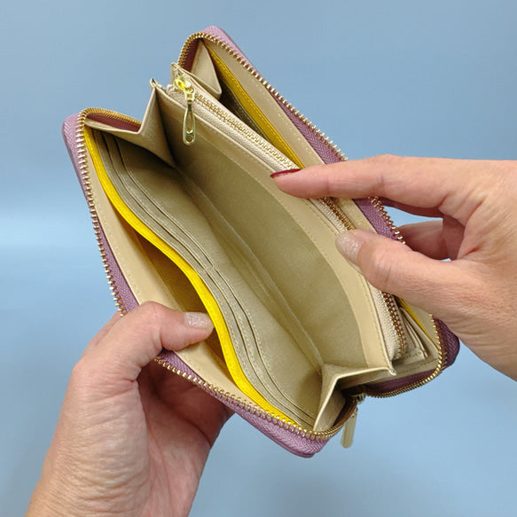 ラウンド長財布 Zip-Around Wallet 牛革 シュリンク シャンパンゴールド