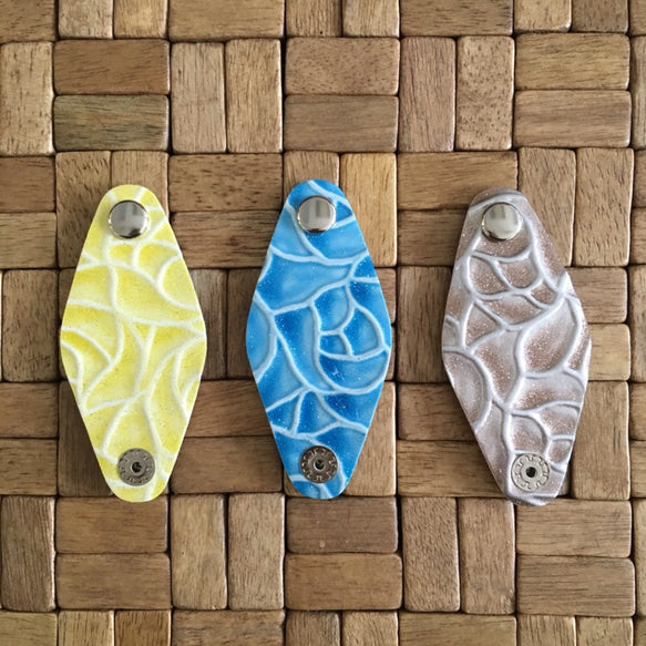 牛革製 コードクリップ 3個セット エナメルローズ スクィーズ