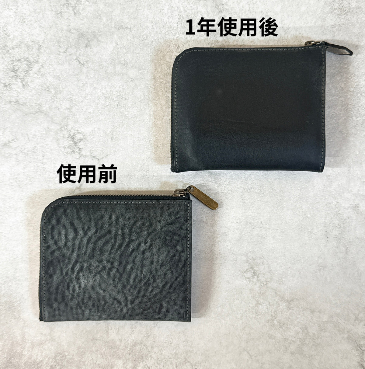 大きく開いて取り出し楽々！ コンパクト財布 マチ付き ハーフ ワックスレザー