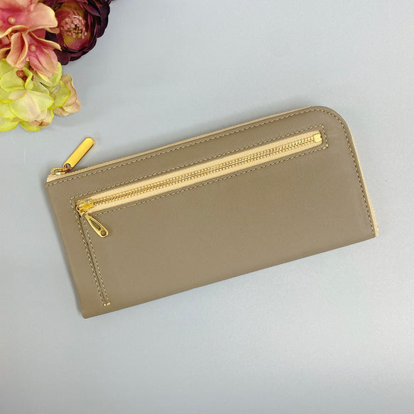 薄くて軽くて大容量なL字長財布 14枚カードポケット　ラム革  日本製