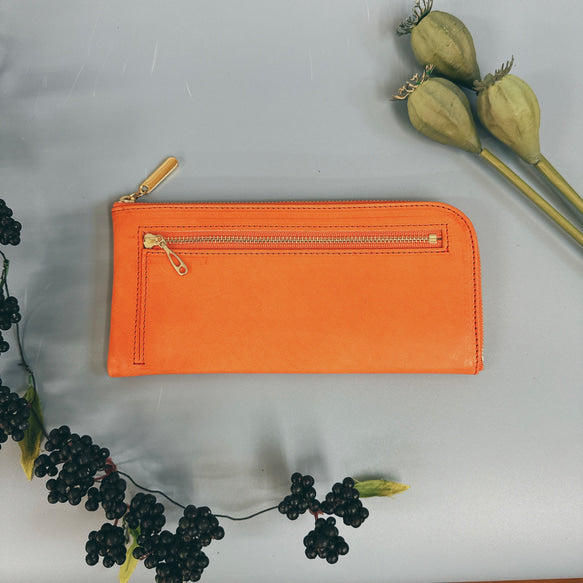 【育てる革シリーズ】 薄くて軽くて大容量なL字長財布　14枚カード　イタリアンレザー　maine