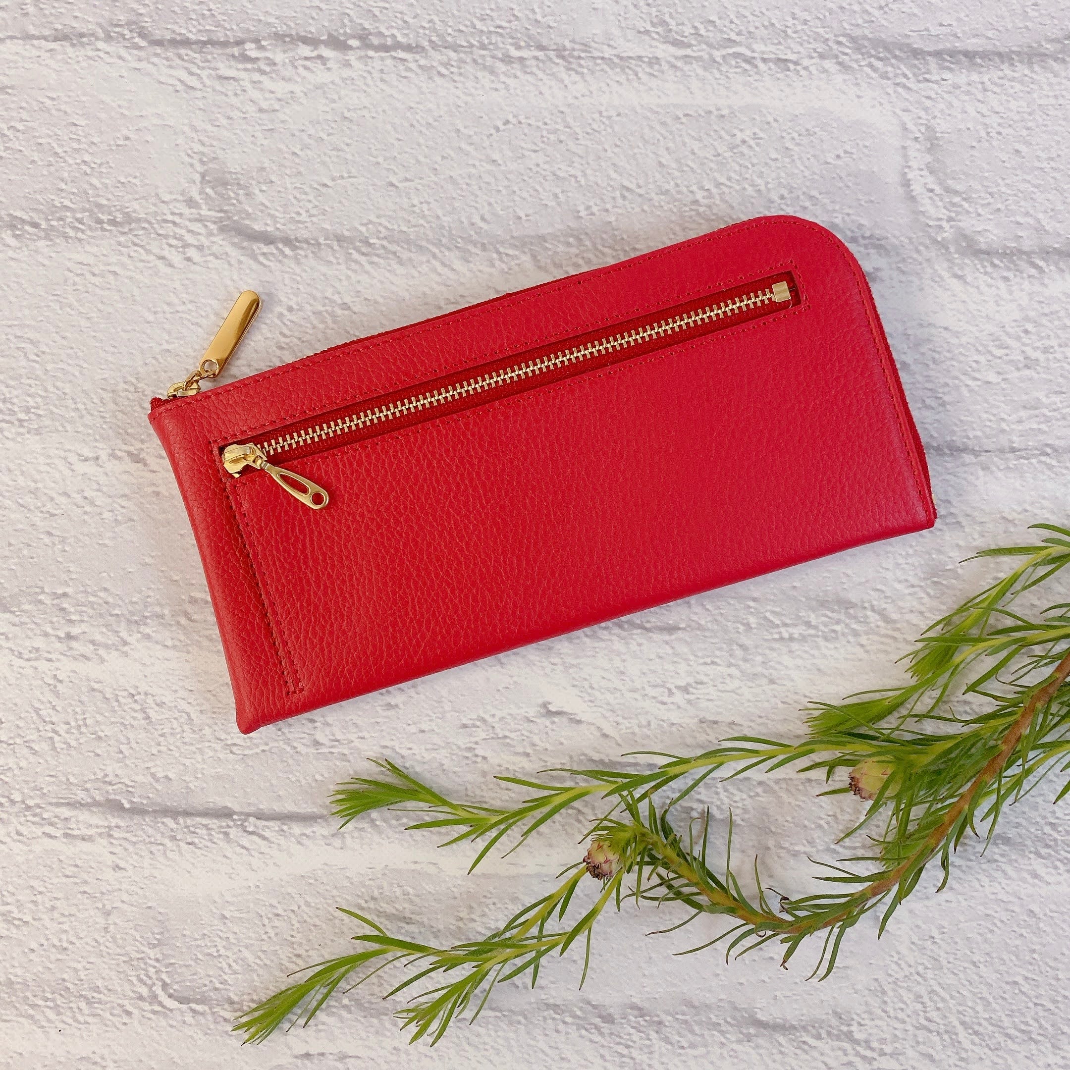 薄くて軽いL字長財布 14枚カードポケット 牛革 シュリンク