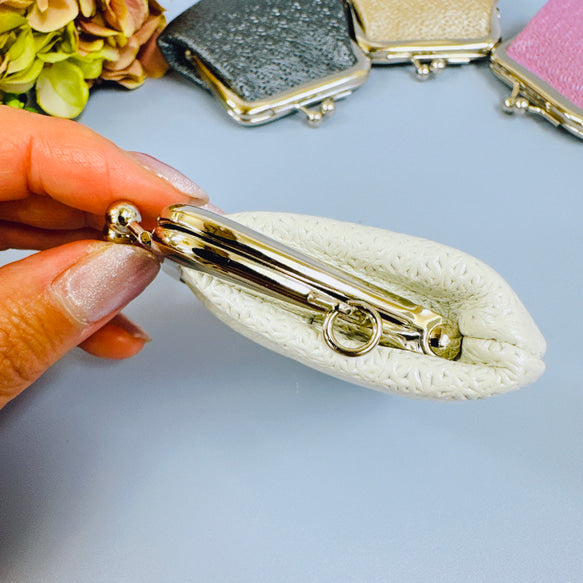 ぷっくり革のがまぐち 牛革 レース型押　【スクイーズ】