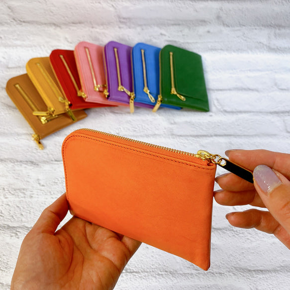 【育てる革シリーズ】 イタリアンレザー  薄くて軽いコンパクトな財布  10枚カード  maine