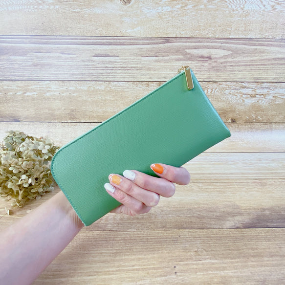 薄くて軽くて大容量なL字長財布 14枚カードポケット 牛革 カラフル 日本製 Squeeze