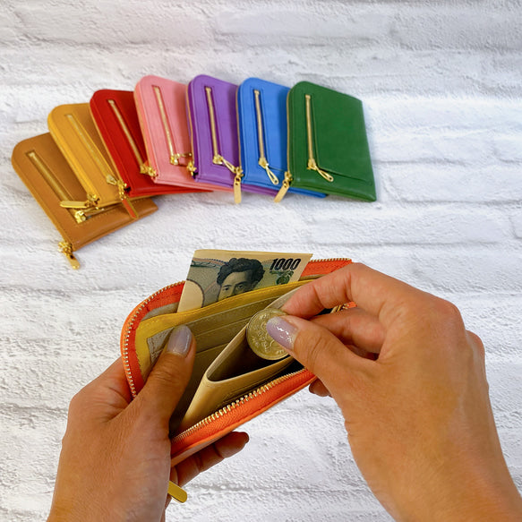 【育てる革シリーズ】 イタリアンレザー  薄くて軽いコンパクトな財布  10枚カード  maine