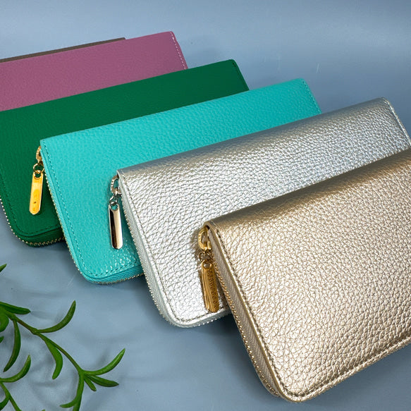 ラウンド長財布 Zip-Around Wallet 牛革　シュリンク　シャンパンゴールド