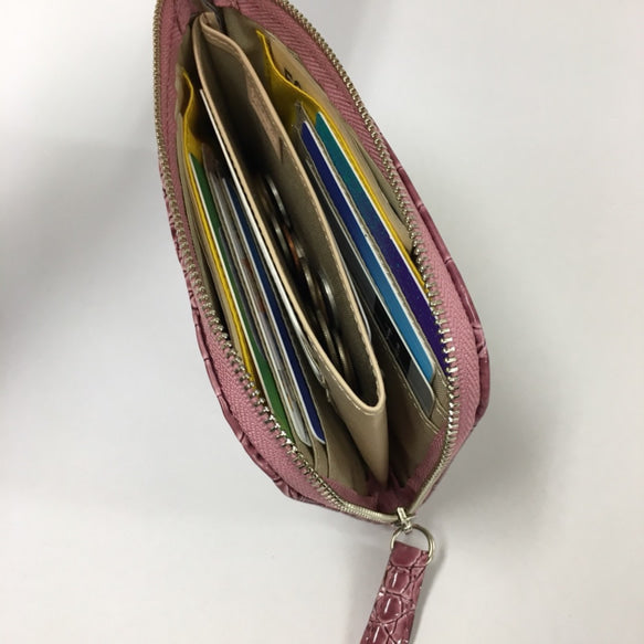 薄くて軽いコンパクトな財布 10枚カードポケット イタリアンレザー 迷彩 キャメル スクイーズ