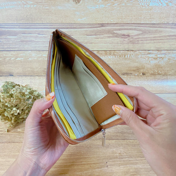 薄くて軽くて大容量なL字長財布 14枚カードポケット 牛革 カラフル 日本製 Squeeze