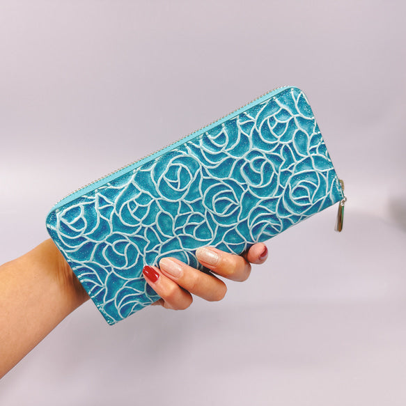 ラウンド長財布 Zip-Around Wallet  エナメル革ローズ  【スクイーズ】