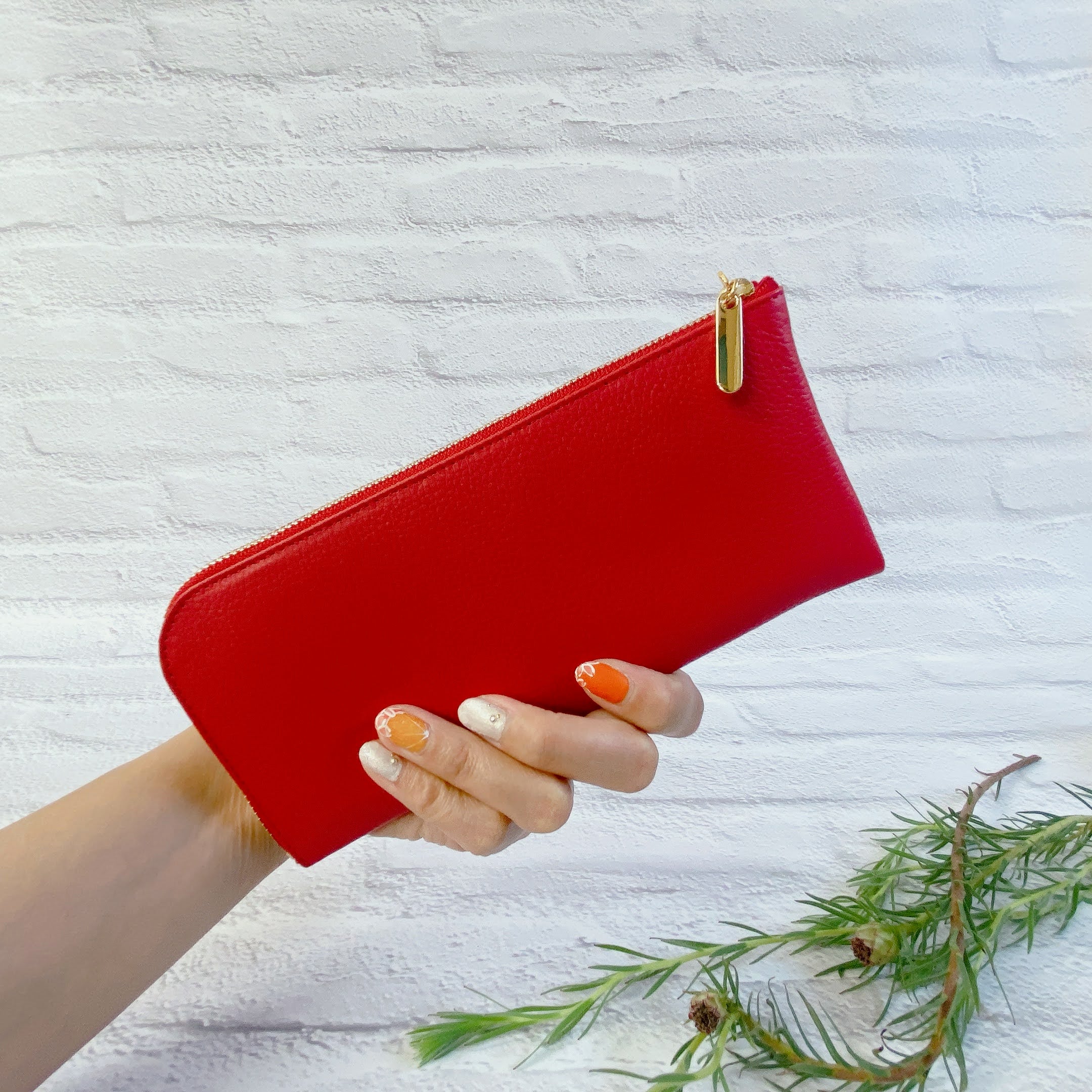 薄くて軽いL字長財布 14枚カードポケット 牛革 シュリンク