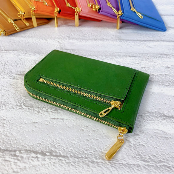 【育てる革シリーズ】 イタリアンレザー  薄くて軽いコンパクトな財布  10枚カード  maine