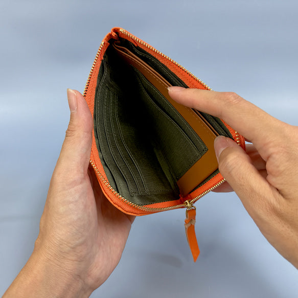 【育てる革シリーズ】 薄くて軽いコンパクトな財布　10枚カード　イタリアンレザー　maine　引手革