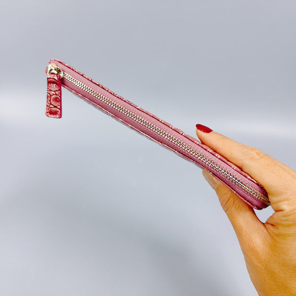 薄くて軽いL字長財布 14枚カードポケット エナメル クロコ 型押し 【Squeeze スクイーズ】