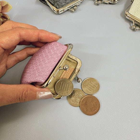 ぷっくり革のがまぐち 牛革 レース型押　【スクイーズ】