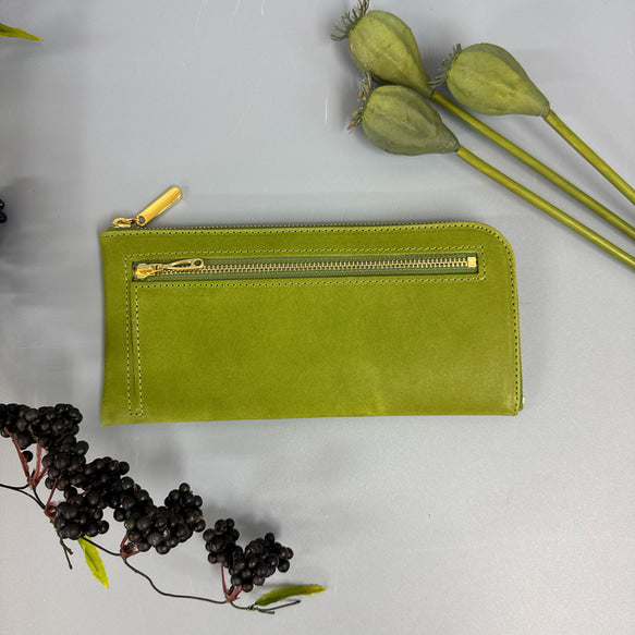 【育てる革シリーズ】 イタリアンレザー 薄くて軽くて大容量なL字長財布 14枚カード maine