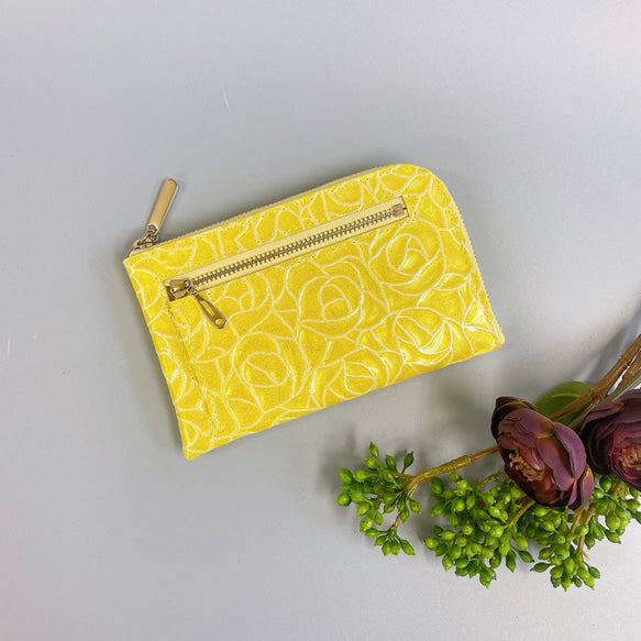 薄くて軽いコンパクトな財布 10枚カードポケット  エナメルローズ【スクイーズ】