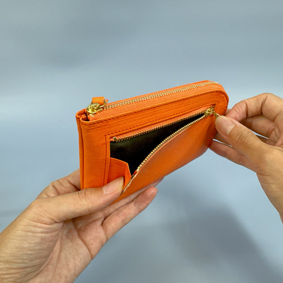 【育てる革シリーズ】 薄くて軽いコンパクトな財布　10枚カード　イタリアンレザー　maine　引手革