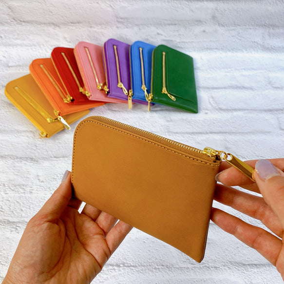 【育てる革シリーズ】 イタリアンレザー  薄くて軽いコンパクトな財布  10枚カード  maine