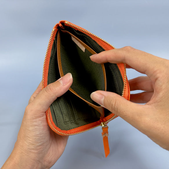 【育てる革シリーズ】 薄くて軽いコンパクトな財布　10枚カード　イタリアンレザー　maine　引手革