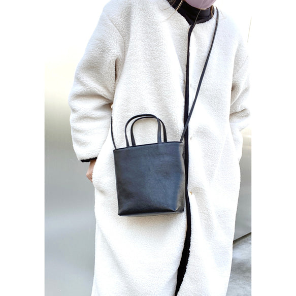 すっきり2wayミニショルダー 牛革ブラック