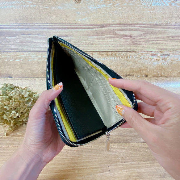 薄くて軽くて大容量なL字長財布 14枚カードポケット 牛革 カラフル 日本製 Squeeze