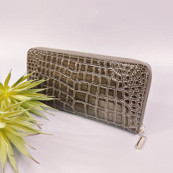 ラウンド長財布 Zip-Around Wallet 　エナメル　クロコ　型押し 【スクイーズ】