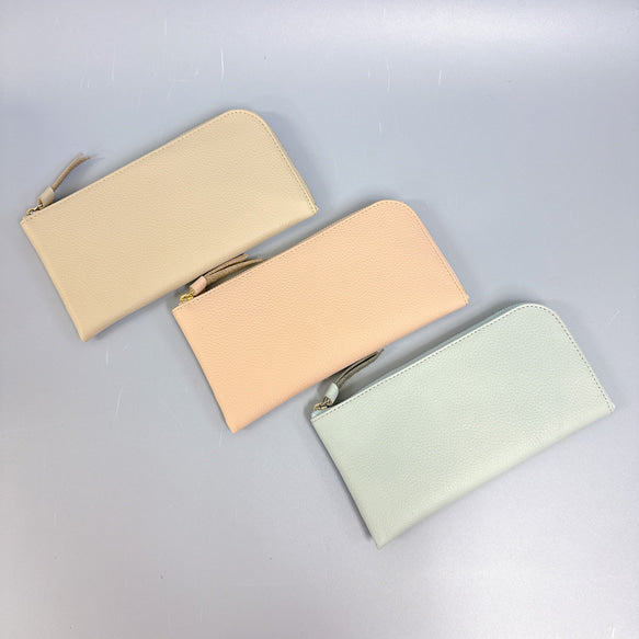 お札ピッタリ！ 薄くて軽いコンパクトな長財布 8枚カードポケット エナメルローズ × シュリンク