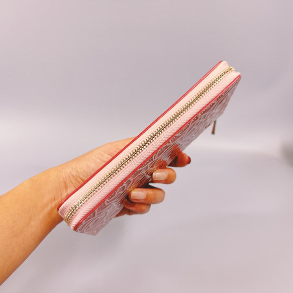 ラウンド長財布 Zip-Around Wallet  エナメル革ローズ  【スクイーズ】