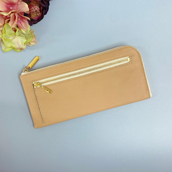 薄くて軽くて大容量なL字長財布 14枚カードポケット　ラム革  日本製